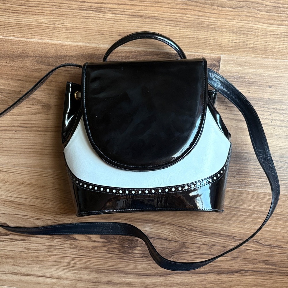 Stuart Weitzman Vintage Black and White drawstring bag